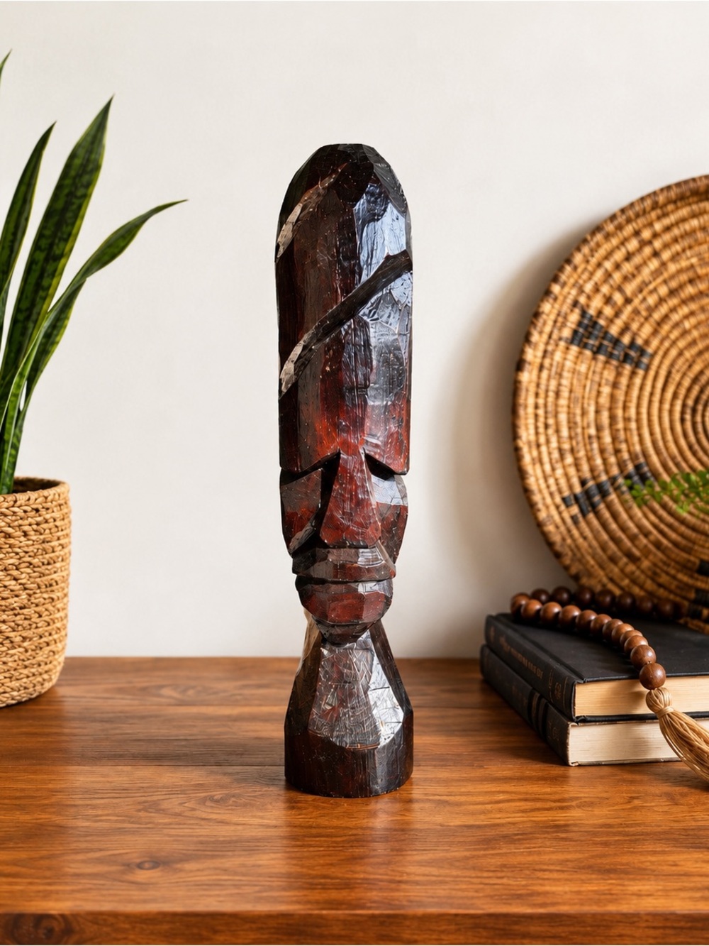 intage Hand-Carved Wooden African Tribal Figure Statue 16" Folk Art Sculpture